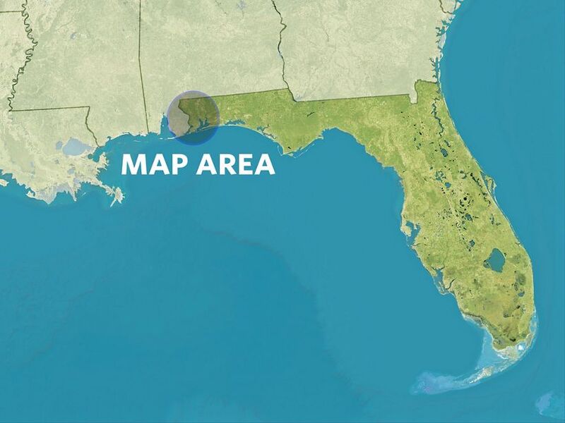 Map of Florida, highlighting Pensacola